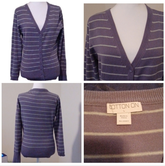 🐈‍⬛Women's Gray Striped Cardigan - Picture 1 of 11